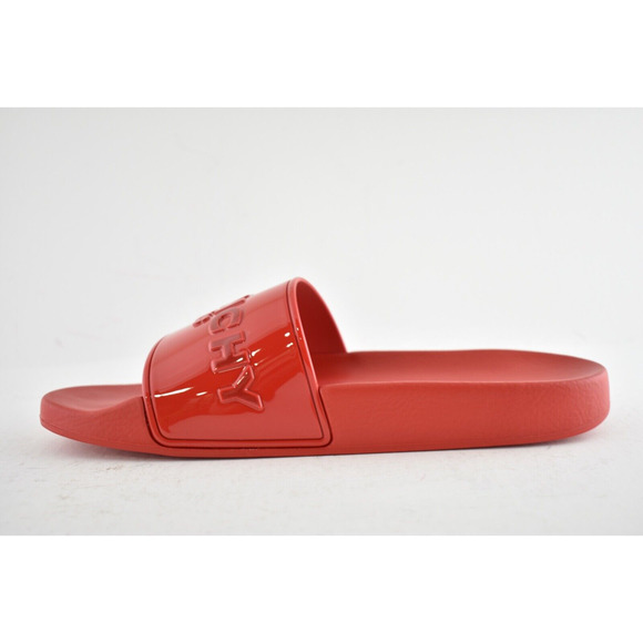 Givenchy Paris Red Rubber Logo Embossed Slide On Pool Sandal Flip Flop Flat 40 - Picture 9 of 12